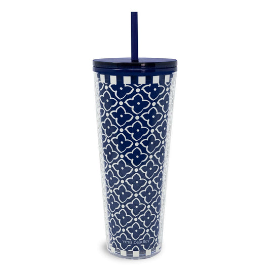 Tumbler with Straw-Moorish Peacoat-Image 2-Vera Bradley