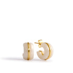 Resin Huggie Hoop Earrings-Satin Gold with Mother of Pearl Resin-Image 1-Vera Bradley